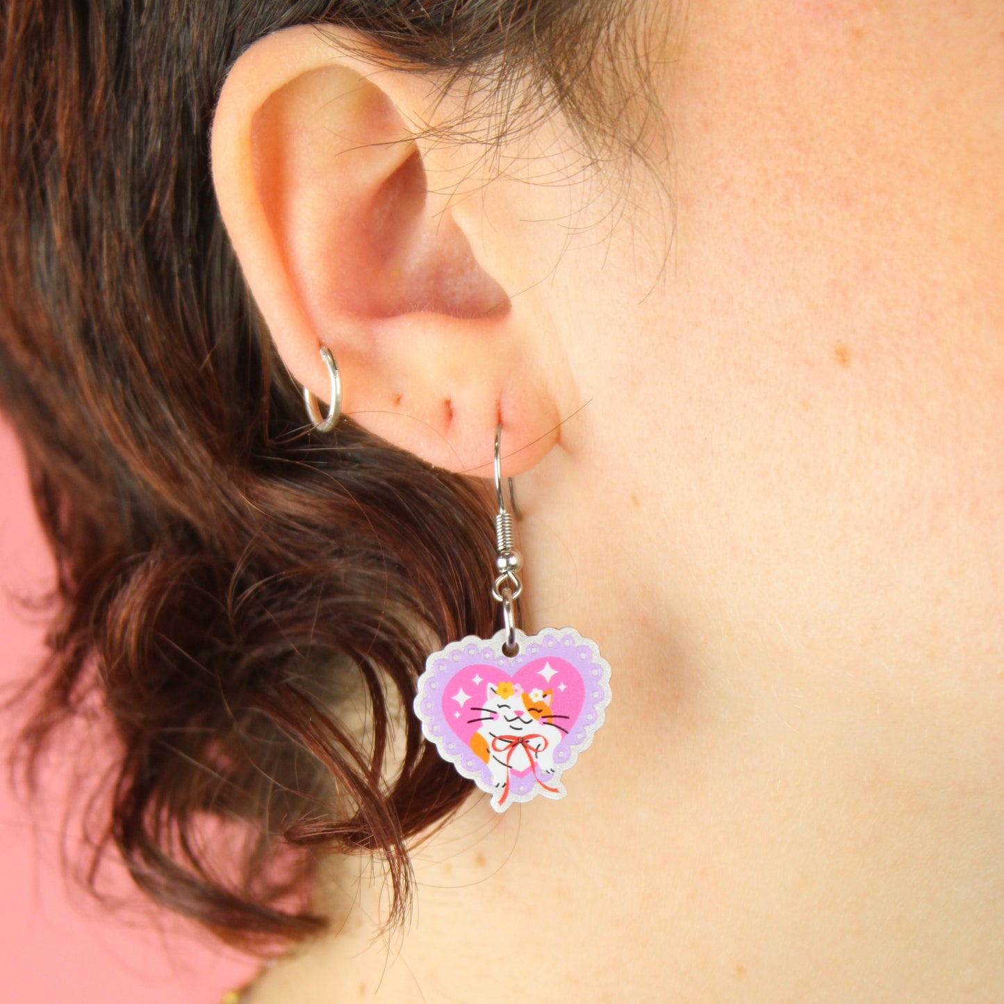 Flower Crown Cat Earrings