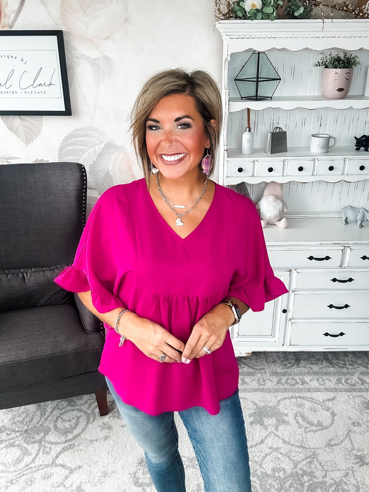 Close to Me Blouse - Magenta