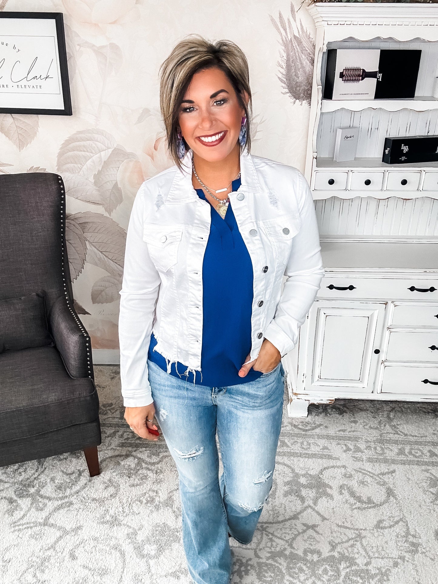 Be Sweet Flutter Sleeve Top - Navy