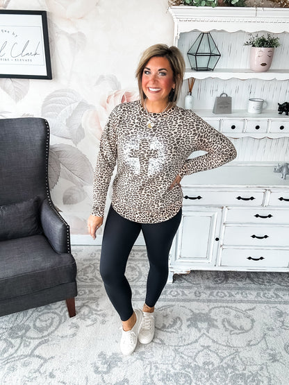 Grunge Cross Leopard Pullover