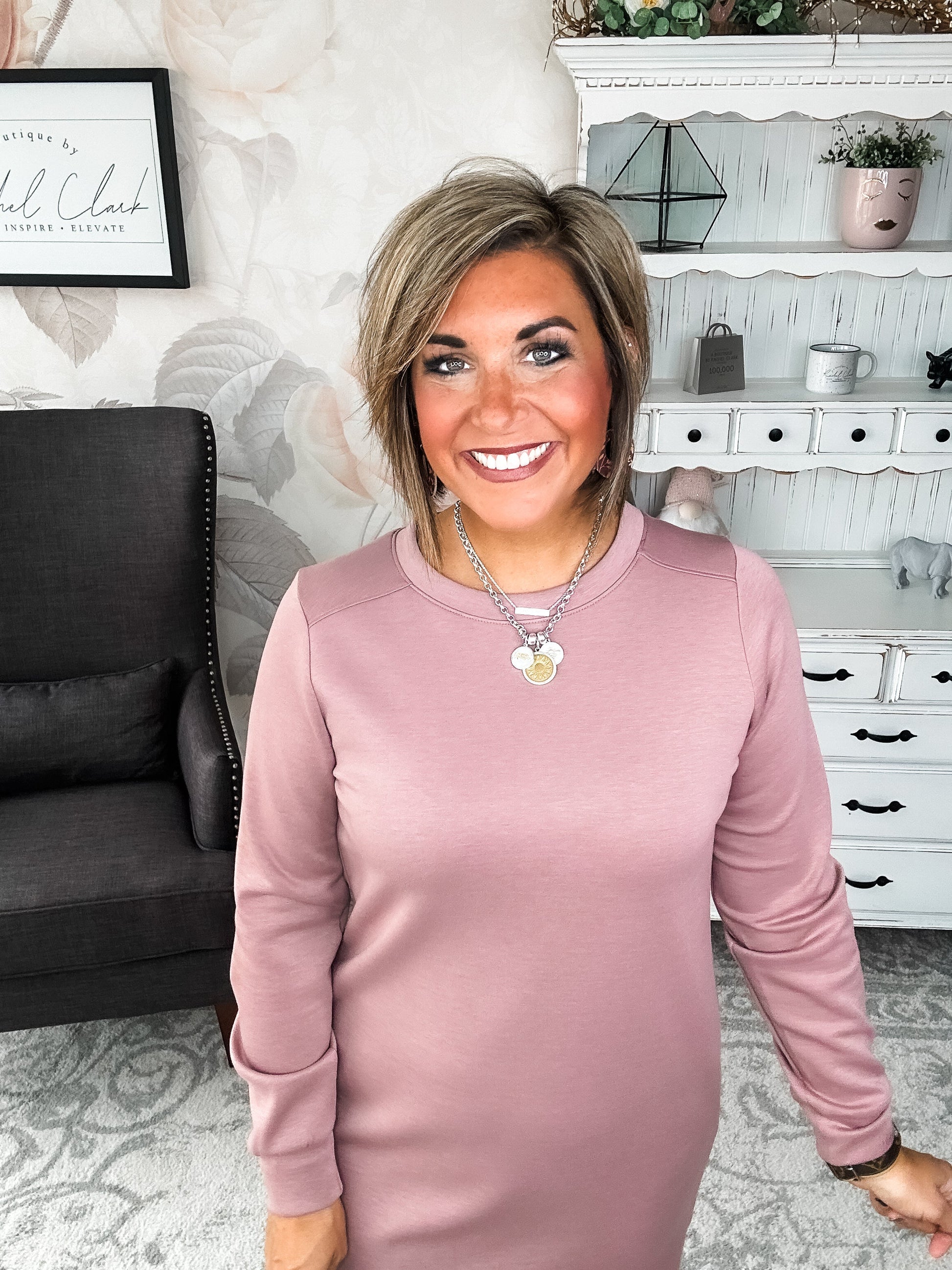Cozy Up Shift Dress - Mauve