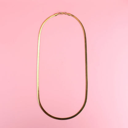 Flat Snake Chain Necklace (Gold Plated)
