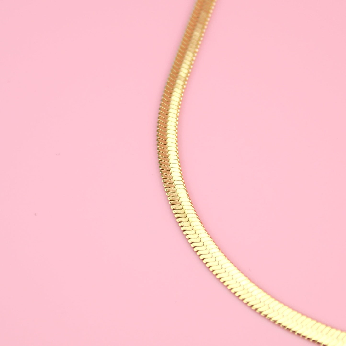 Flat Snake Chain Necklace (Gold Plated)