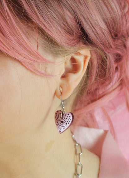 Eye Love You Earrings - Pink