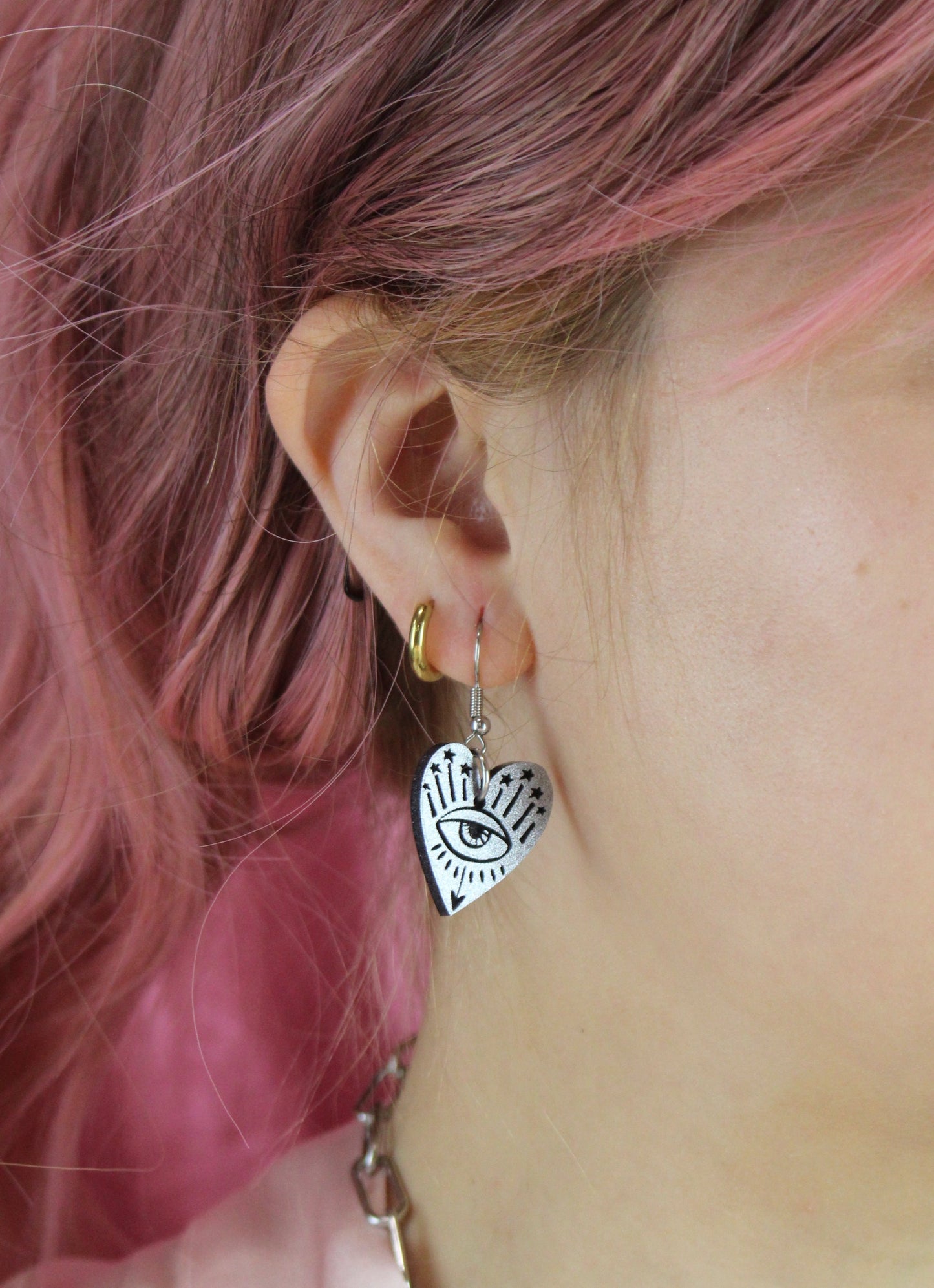 Eye Love You Earrings - Silver