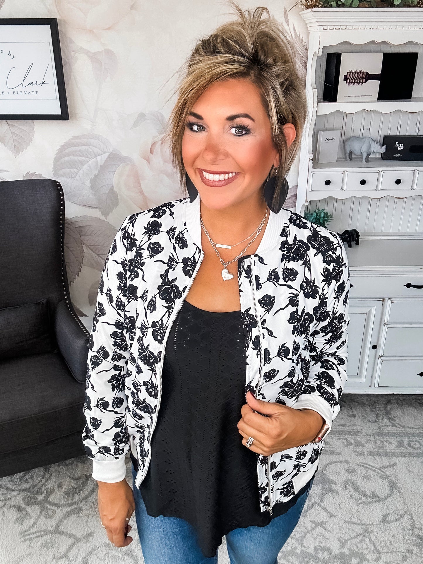 Ampersand Avenue Bomber Jacket - Floral Symphony
