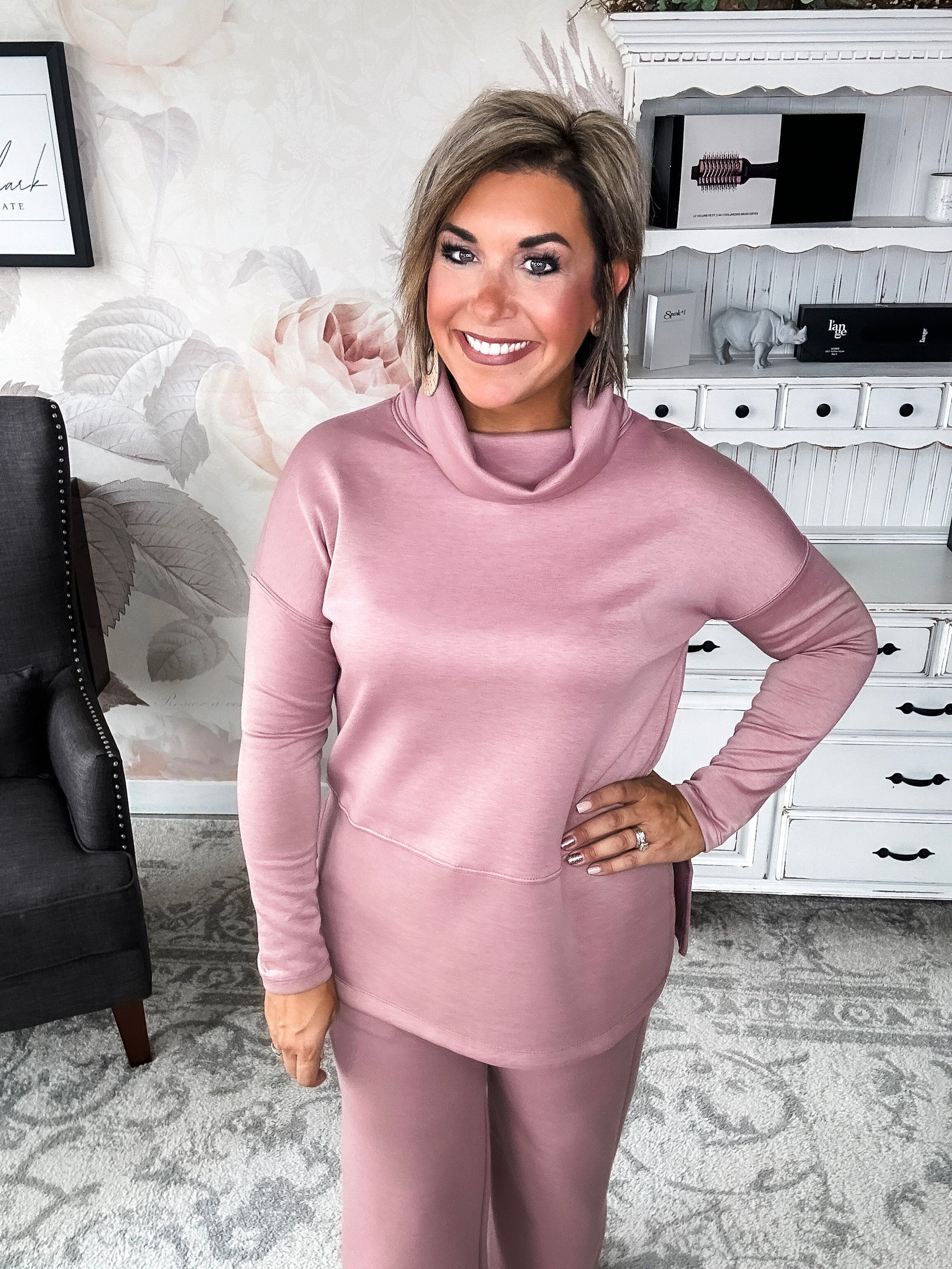 Cozy On The Weekend Cowlneck - Mauve