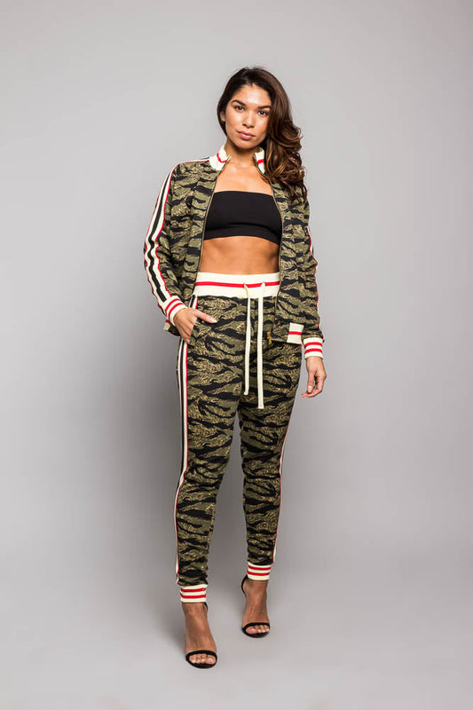 Tiger Print Track Suit Set