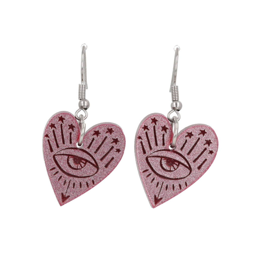 Eye Love You Earrings - Pink