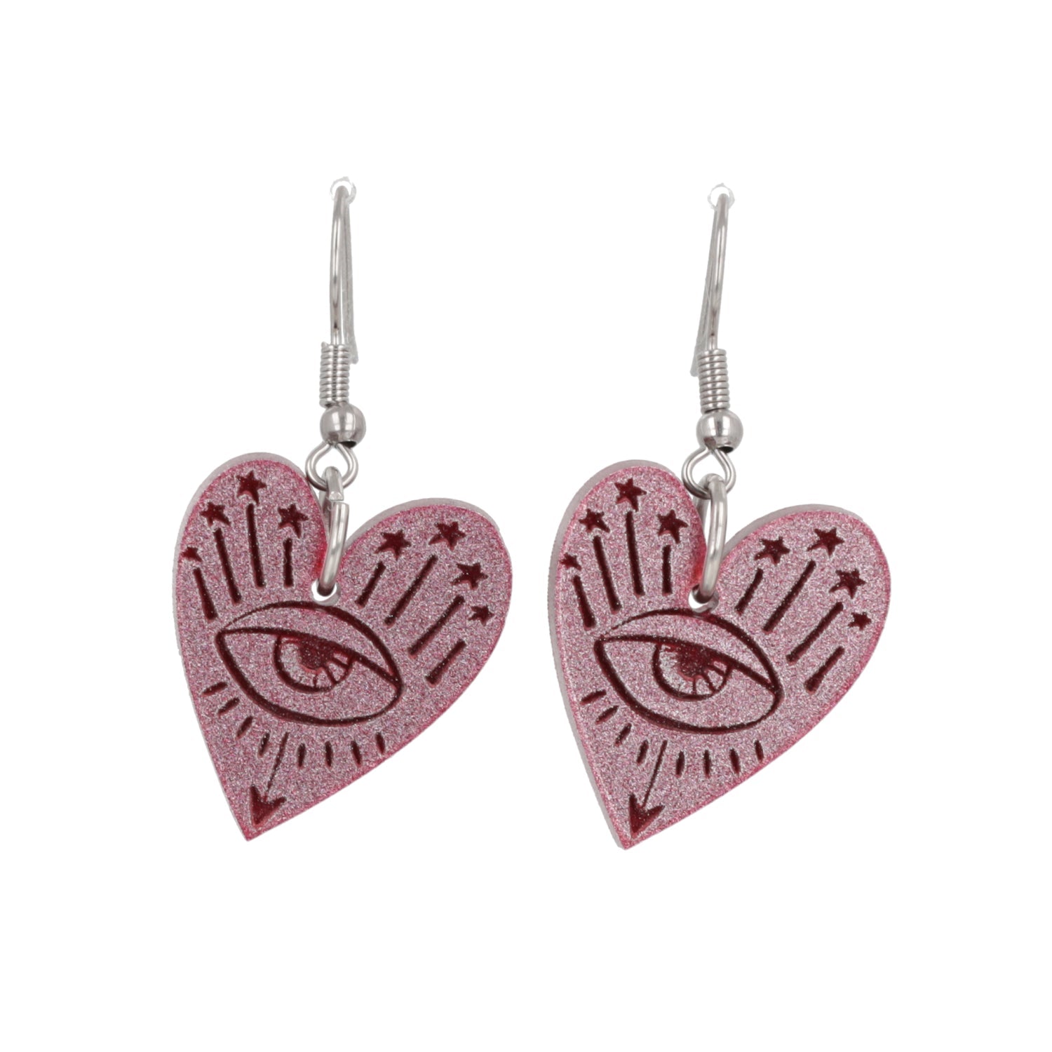 Eye Love You Earrings - Pink