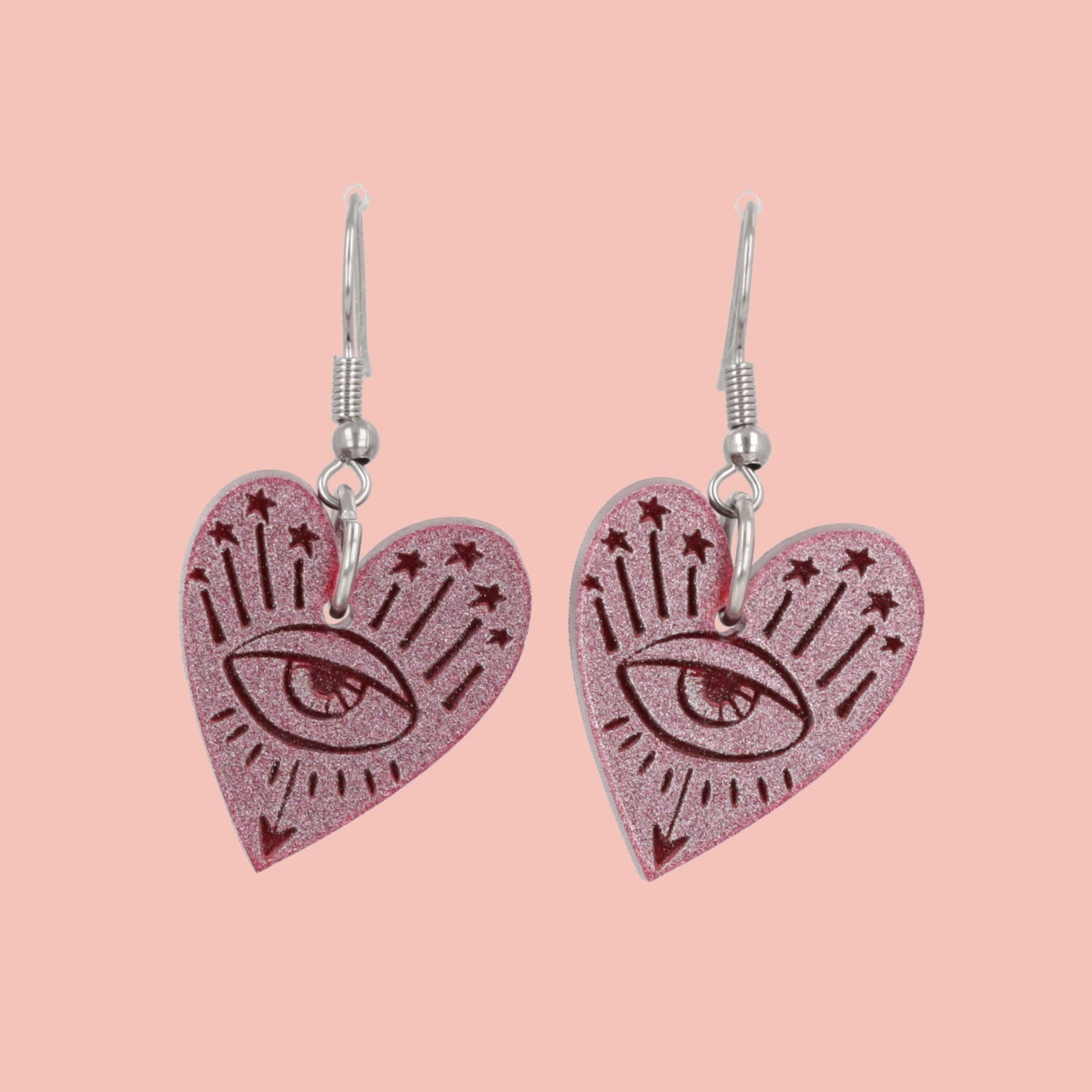 Eye Love You Earrings - Pink