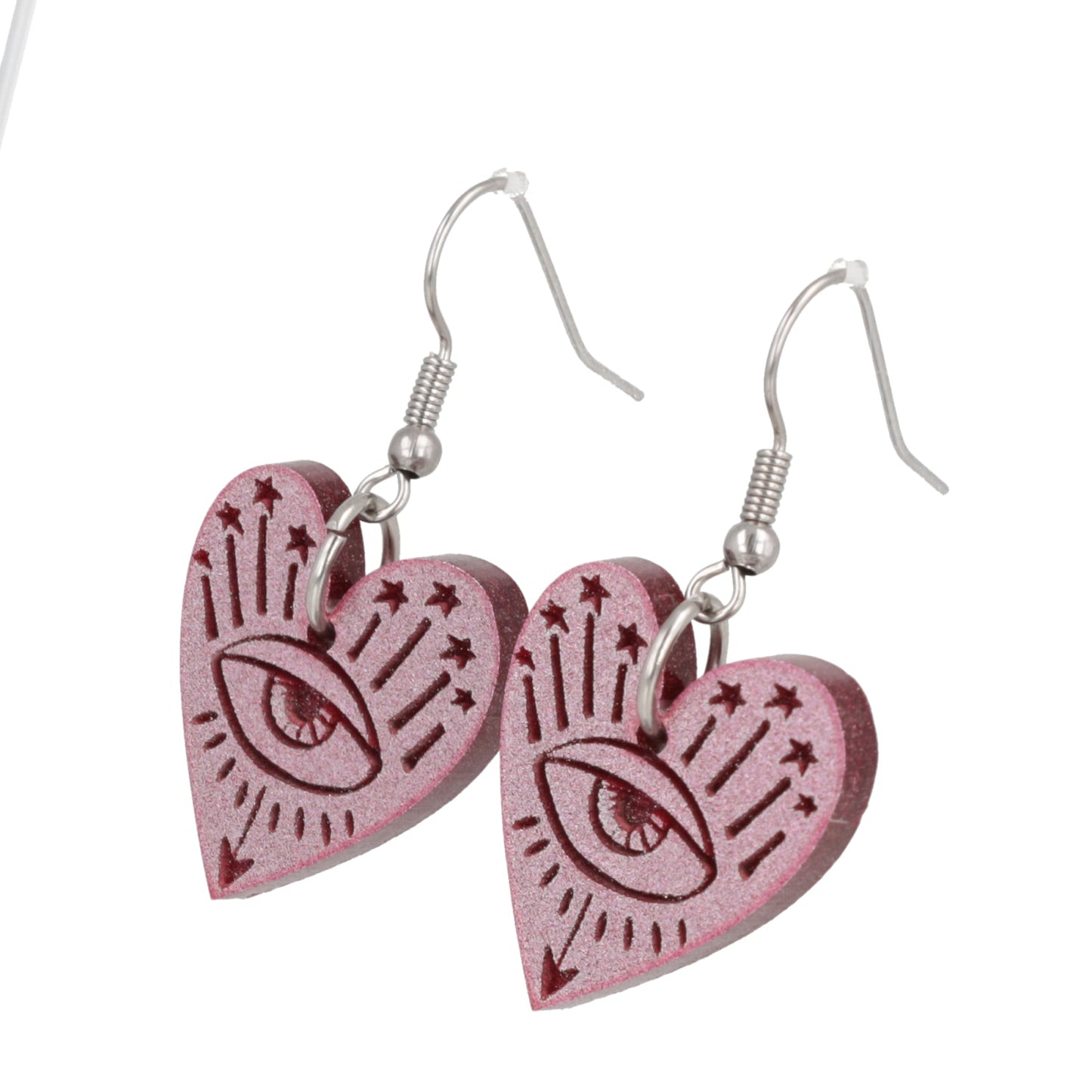 Eye Love You Earrings - Pink