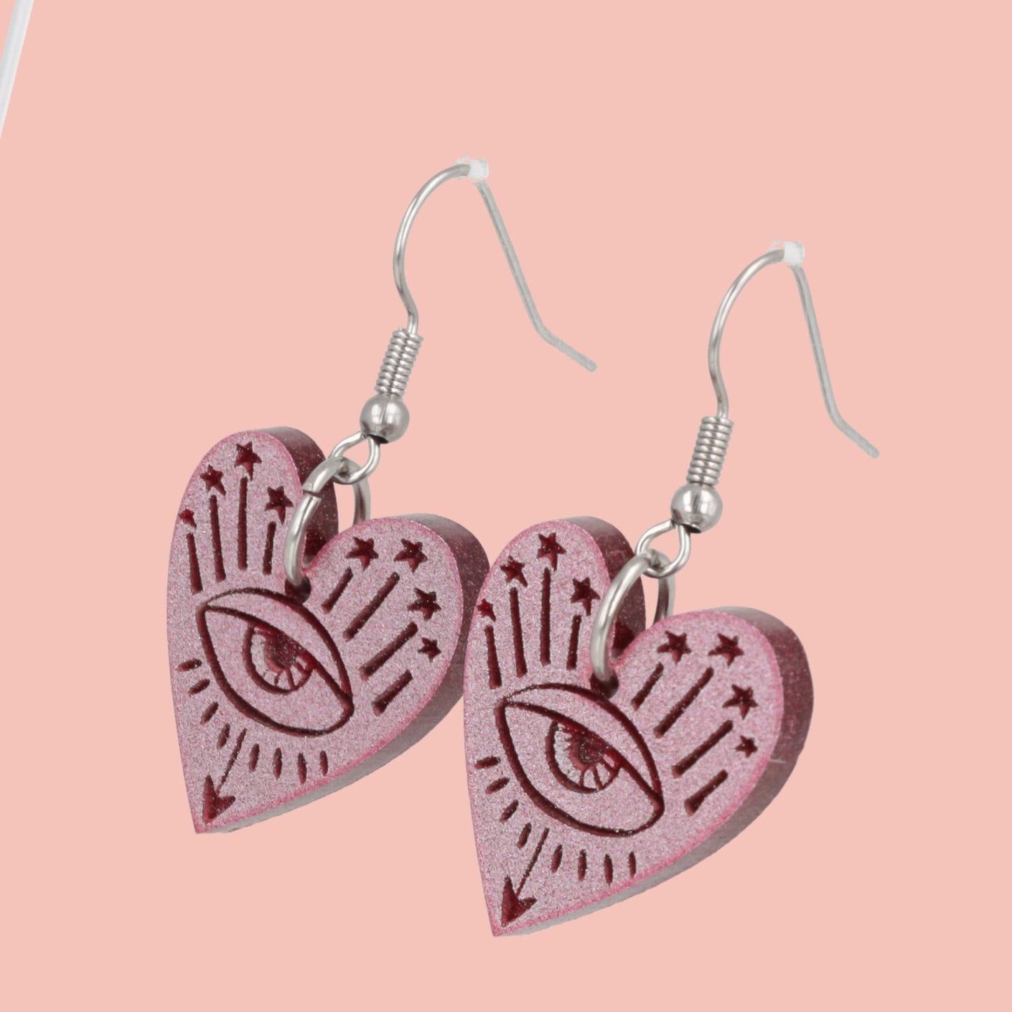 Eye Love You Earrings - Pink