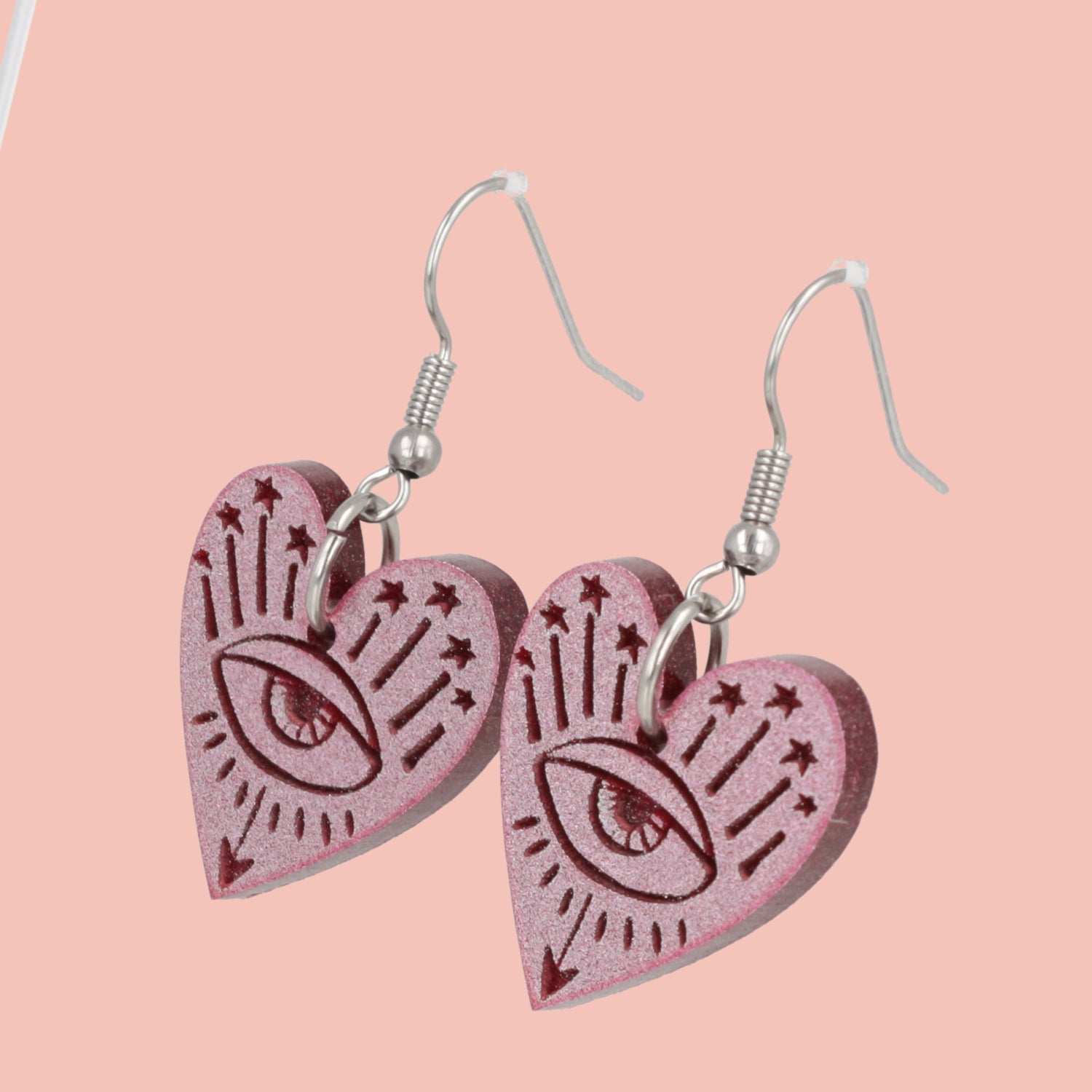 Eye Love You Earrings - Pink