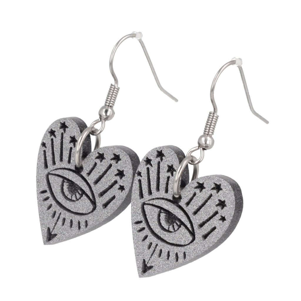 Eye Love You Earrings - Silver