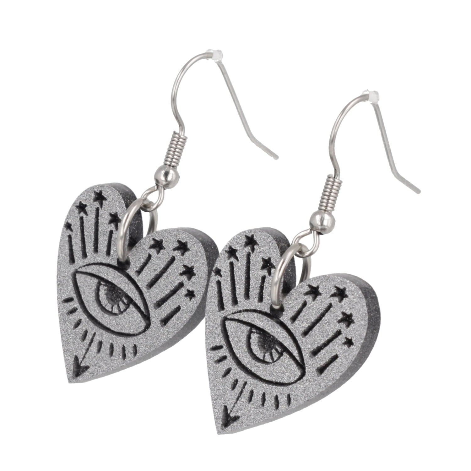 Eye Love You Earrings - Silver