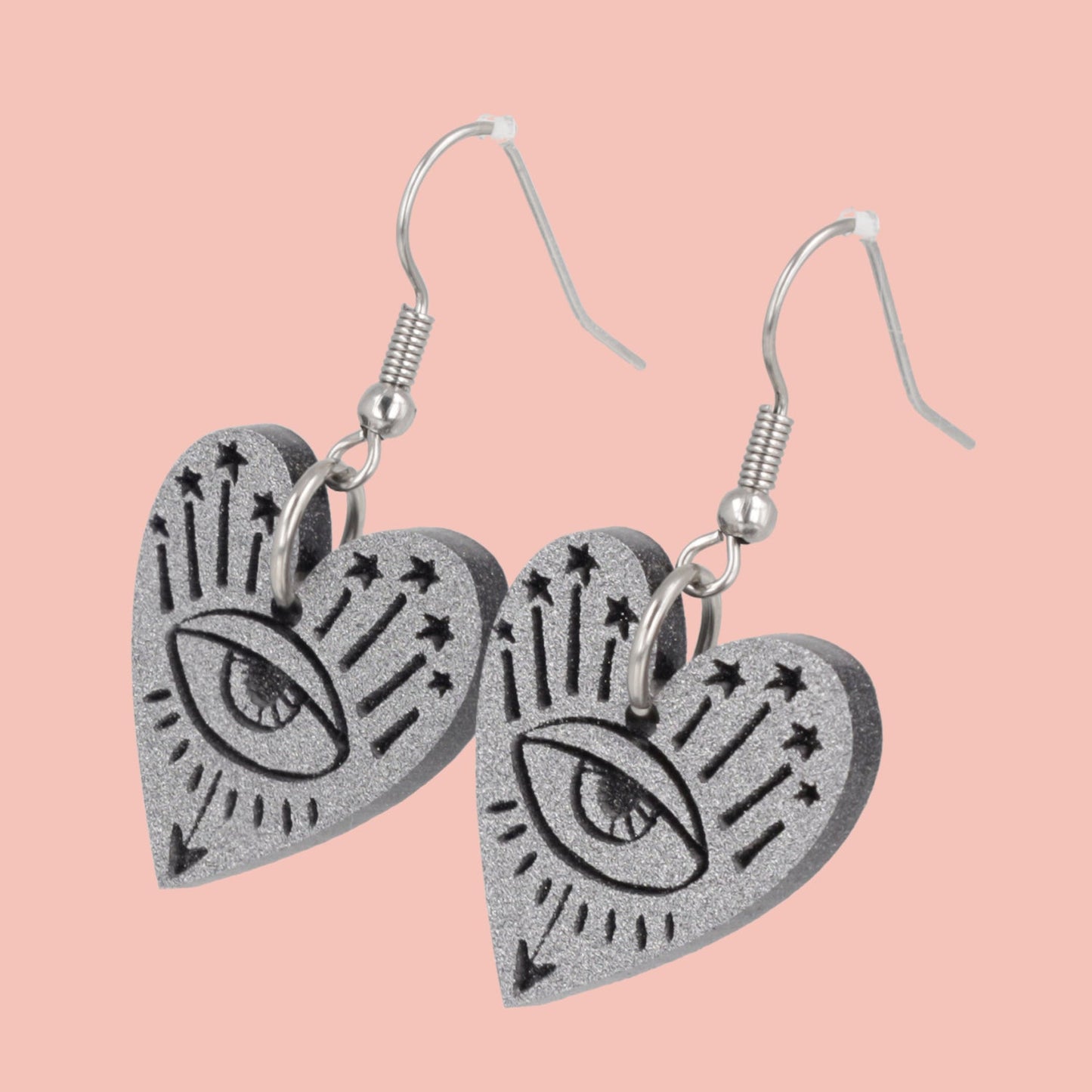 Eye Love You Earrings - Silver