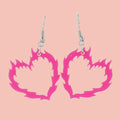 Flame Heart Earrings - Dark Pink