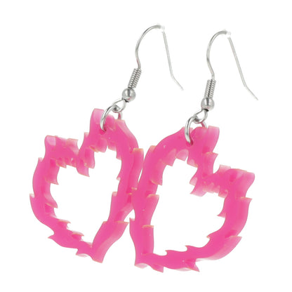 Flame Heart Earrings - Dark Pink