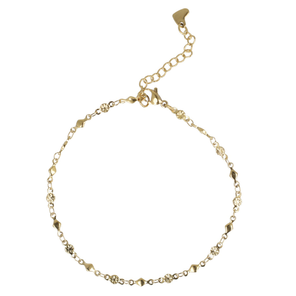 Floral Diamond Anklet (Gold Plated)
