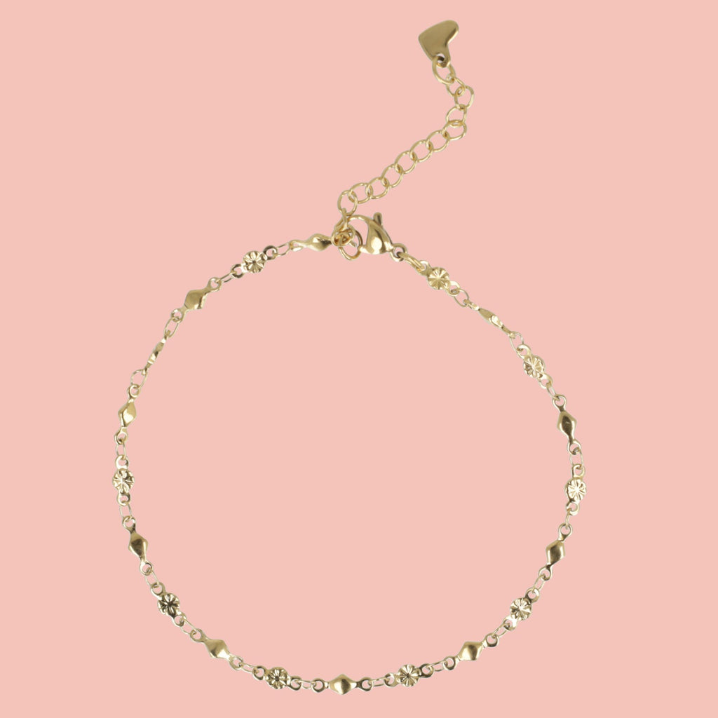 Floral Diamond Anklet (Gold Plated)