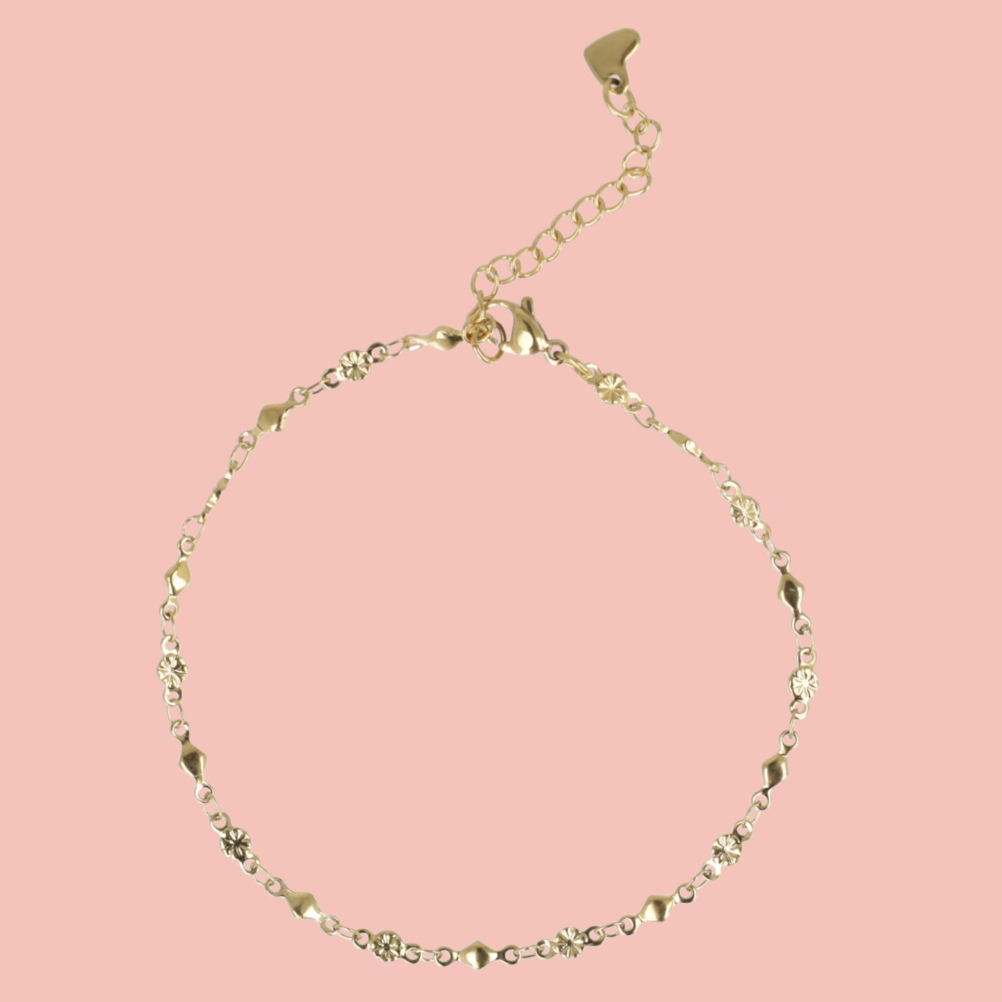 Floral Diamond Anklet (Gold Plated)