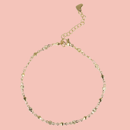 Floral Diamond Anklet (Gold Plated)