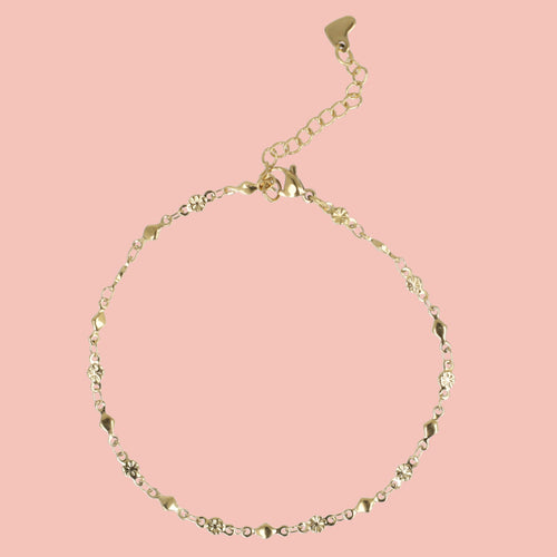 Floral Diamond Anklet (Gold Plated)