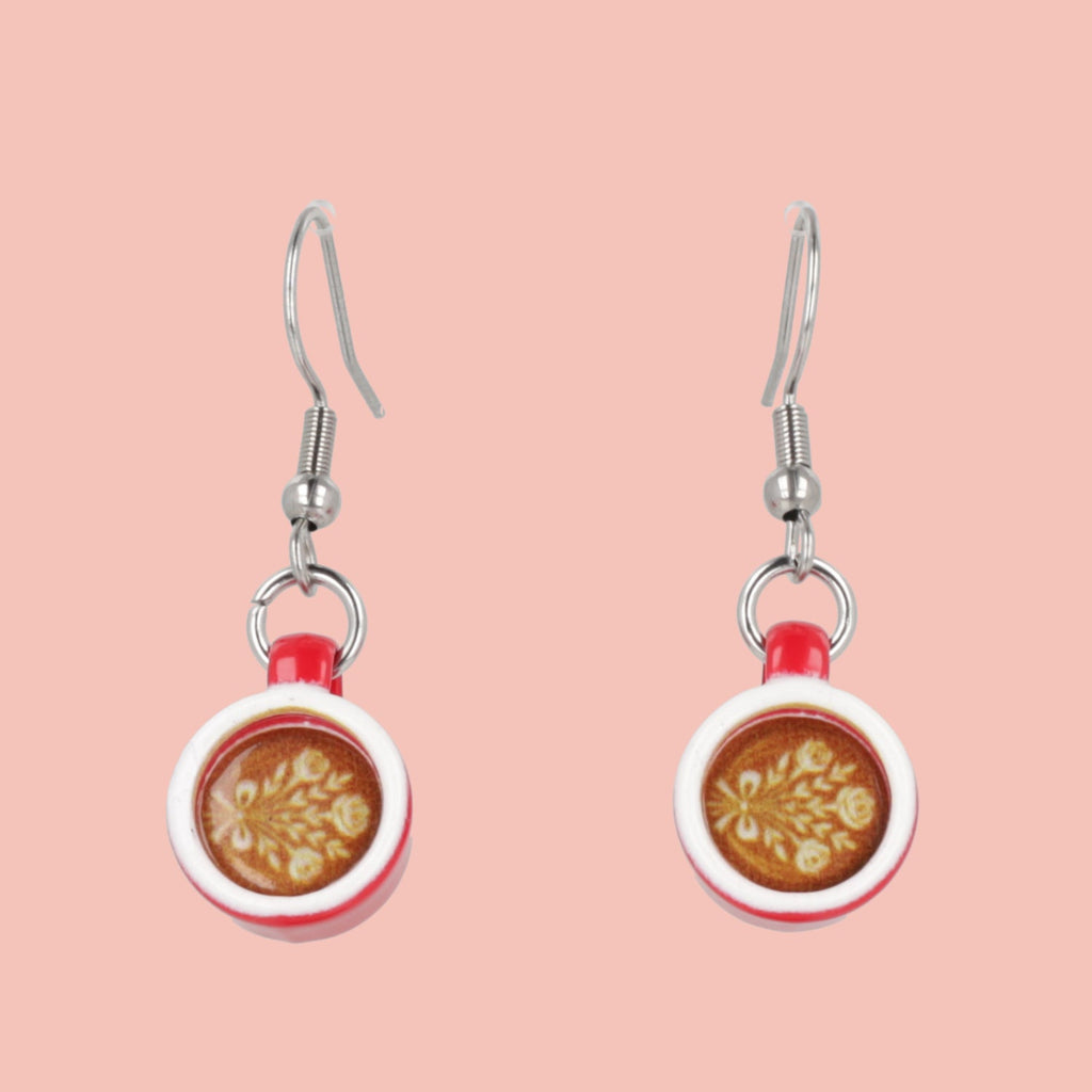 Floral Flat White Earrings