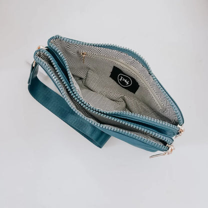 Cove Double Zip Nylon Wristlet Wallet - Teal