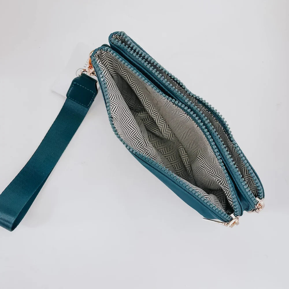 Cove Double Zip Nylon Wristlet Wallet - Grey