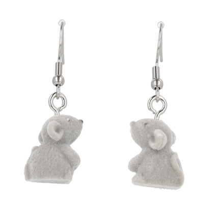Flocked Mouse Earrings