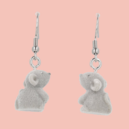 Flocked Mouse Earrings