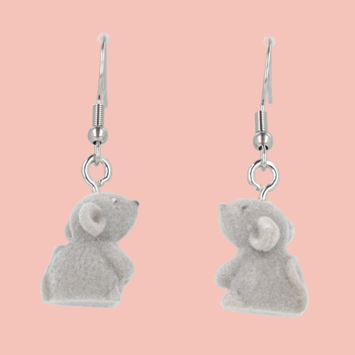 Flocked Mouse Earrings