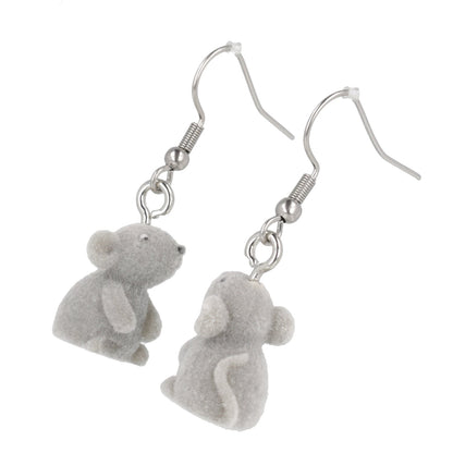Flocked Mouse Earrings