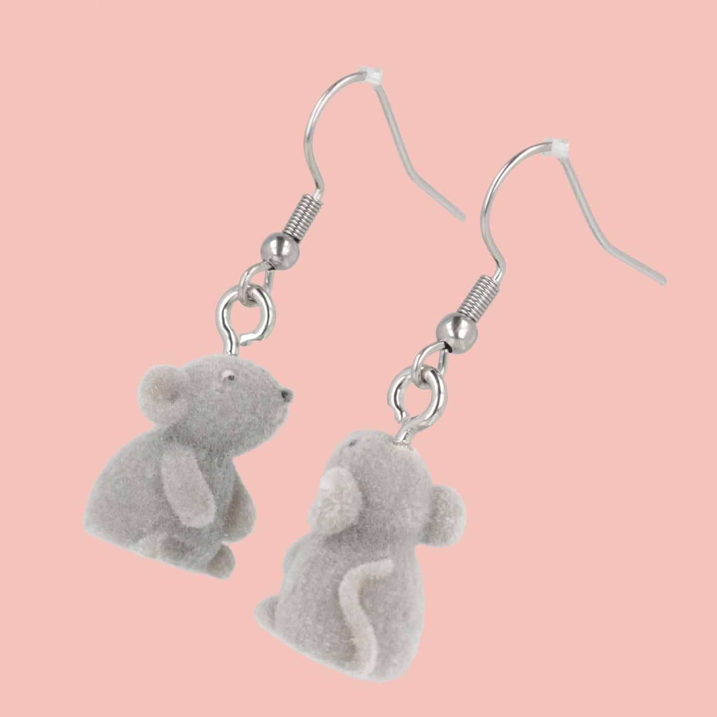 Flocked Mouse Earrings