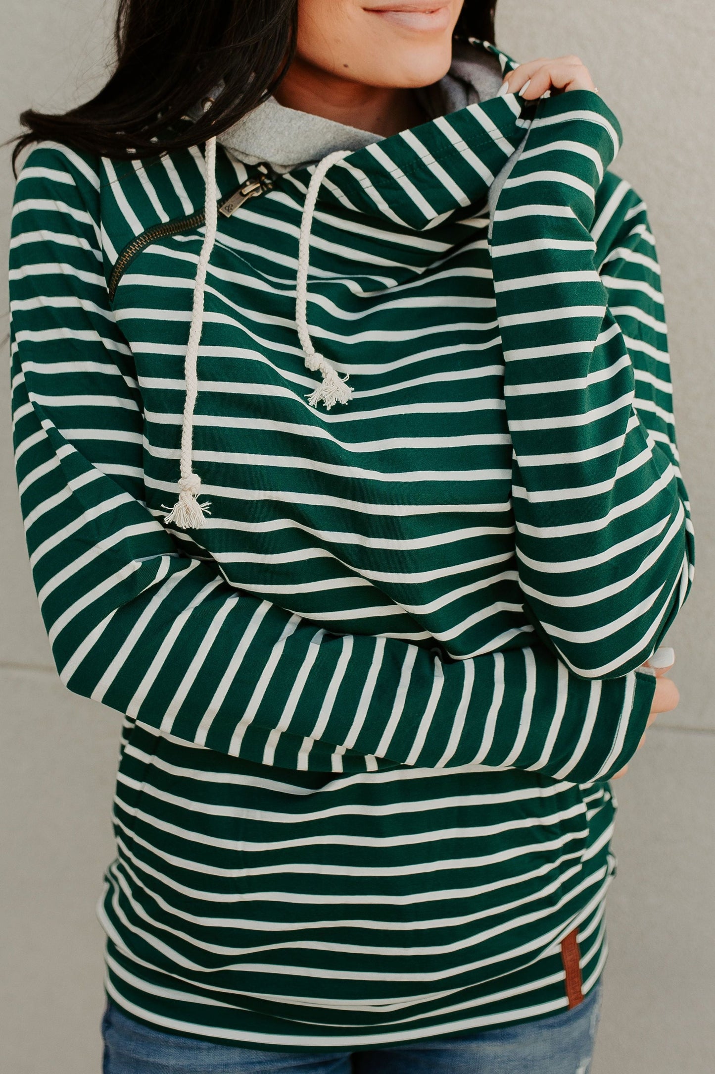 Ampersand Avenue Doublehood™ Sweatshirt Line It Up Spruce & Grey